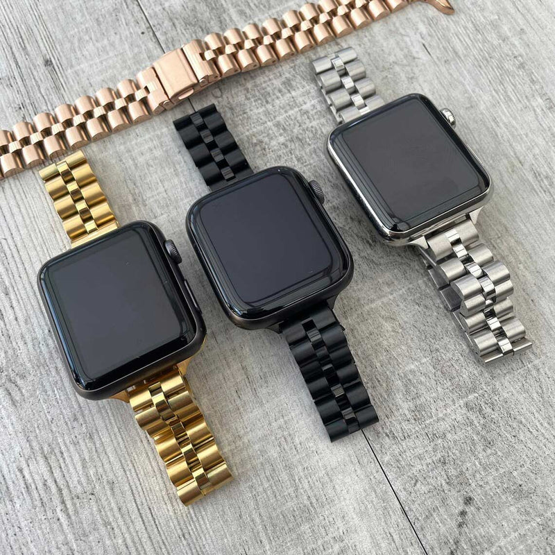 Womens Jubilee Stainless Steel Apple Watch Strap Band Black, Silver, Gold,Rose Gold 1254