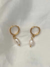 1378 oval pearl drop huggie sleeper hoop earrings 1378 jewellery sydney australia