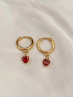 1380 red heart crystal huggie sleeper hoop earrings 1380 jewellery sydney australia