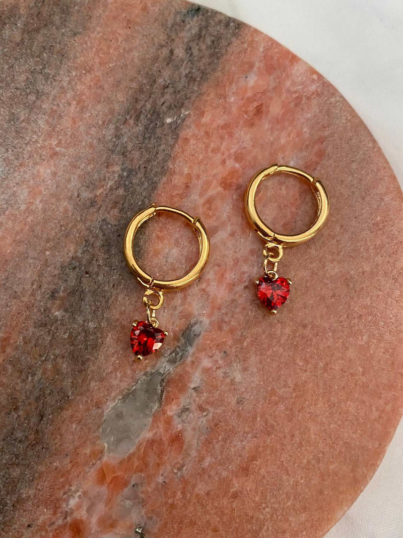 1380 red heart crystal huggie sleeper hoop earrings 1380 jewellery sydney australia