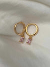 1381 pink mini rectangle baguette crystal huggie sleeper hoop earrings 1381 jewellery sydney australia