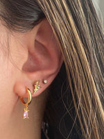 1381 pink mini rectangle baguette crystal huggie sleeper hoop earrings 1381 jewellery sydney australia