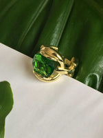 1383 emerald green gold plated statement ring 1383 jewellery sydney australia