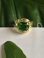 1383 emerald green gold plated statement ring 1383 jewellery sydney australia