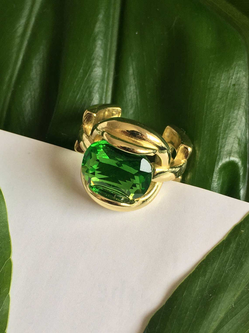 1383 emerald green gold plated statement ring 1383 jewellery sydney australia