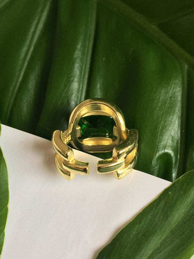 1383 emerald green gold plated statement ring 1383 jewellery sydney australia