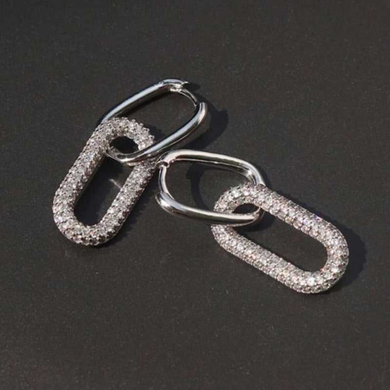 1388 silver diamond cz oval hoop earrings 1388 jewellery sydney australia