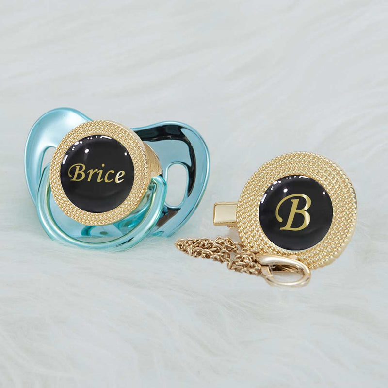 1 gold and black custom bling pacifier dummy with personalized baby name and clip 1 pacifier sydney australia