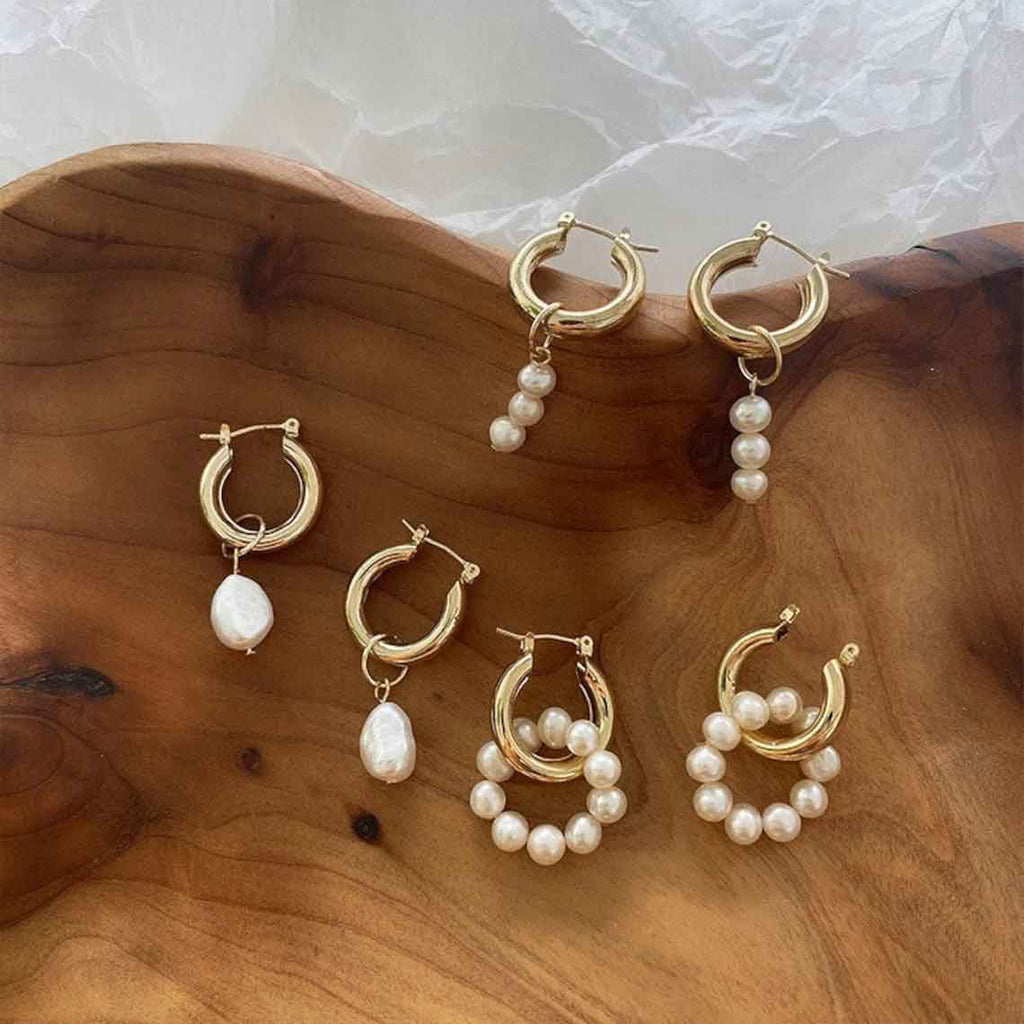 1012 18k gold plated hoop earrings with fresh water pearls gorgeous pearl hoop earrings 1012 jewellery australia