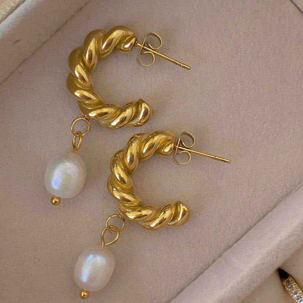 1155 twist pearl hoops 1155 jewellery australia