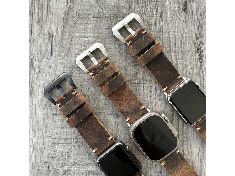 1268 apple watch band strap ultra thick brown vintage rustic leather 1268 watch band sydney australia