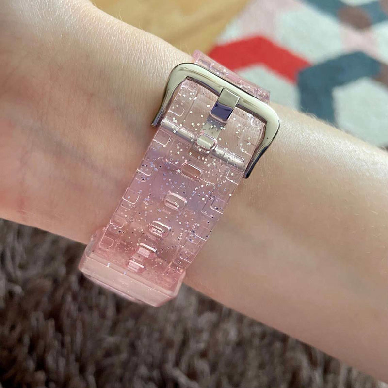 Clear Jelly Glitter All,In,One Apple Watch Band Transparent 1275