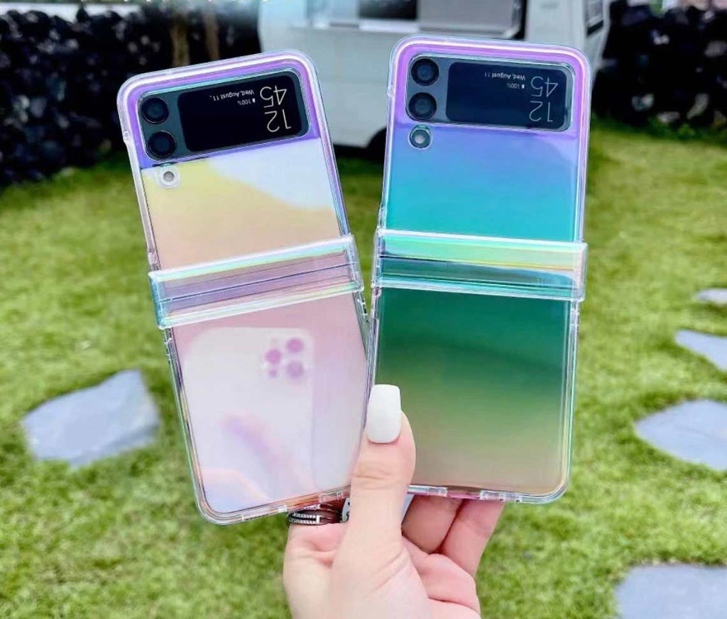 1286 holographic rainbow cute case for samsung z flip case cover 3 4 5 1286 phone case sydney australia