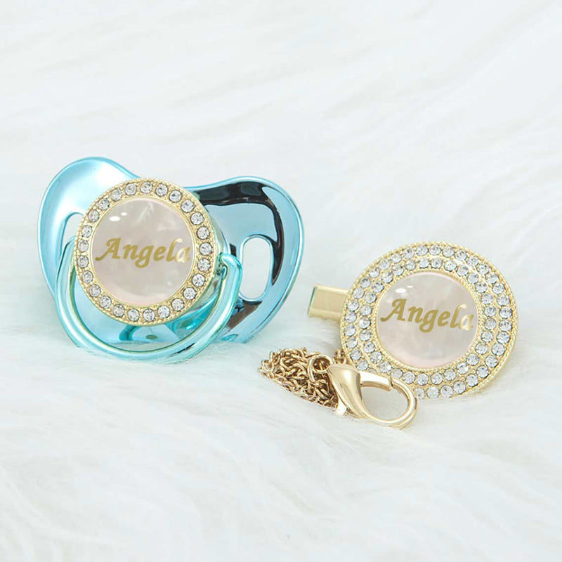 4 pearl and gold custom bling pacifier dummy with personalized baby name gift set with clip 4 pacifier sydney australia