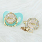 4 pearl and gold custom bling pacifier dummy with personalized baby name gift set with clip 4 pacifier sydney australia