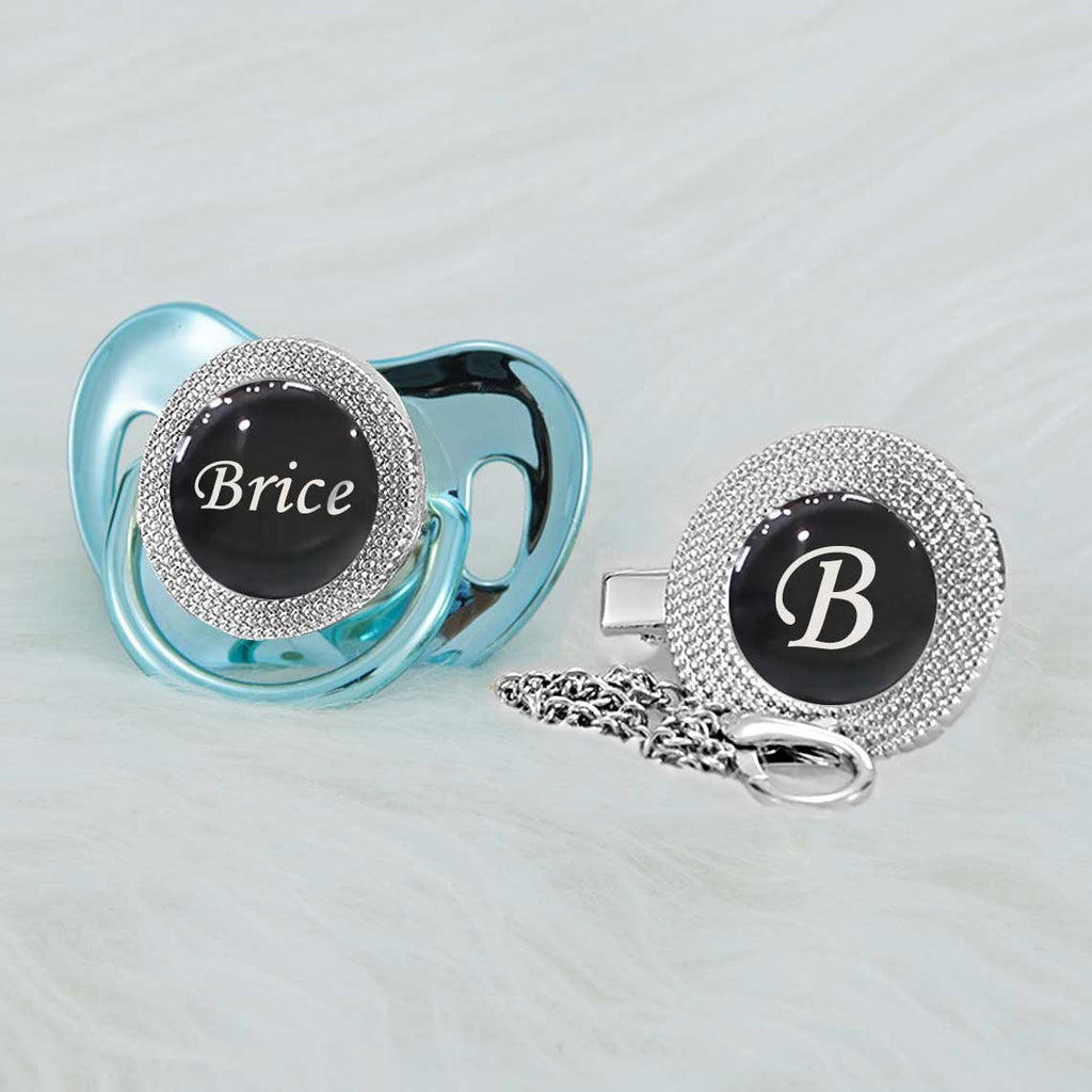 5 metallic and silverblack custom bling pacifier dummy with personalized baby name baby gift 5 pacifier sydney australia