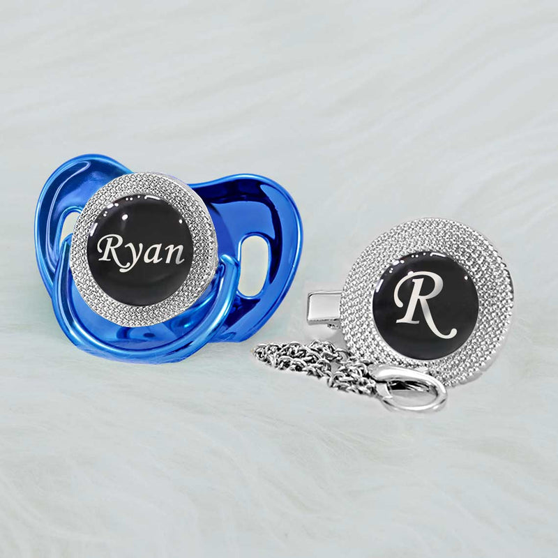 8 bling pacifier custom dummy with personalized baby name and clip 8 ...